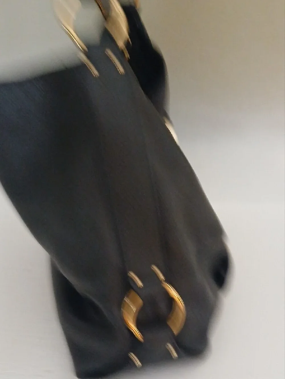 Michael Kors Black Leather Hobo Shoulder Bag with Gold Hardware